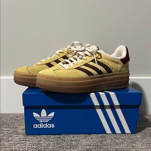 Adidas Gazelle Mustard and Maroon Sneakers